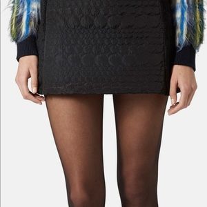 TOPSHOP Faux Fur Contrast A-Line Skirt